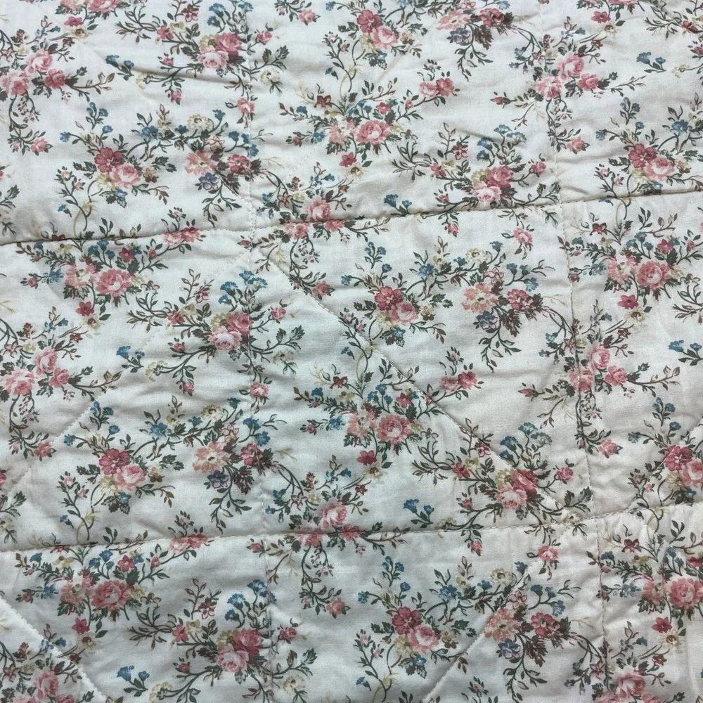 Handmade Patchwork Floral Quilt Size 42x42 Gold Bug Quilters Cottagecore Lap